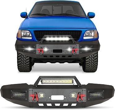 Front Bumper for 1997-2004 F150,Steel Front Bumper With LED Light Bar
