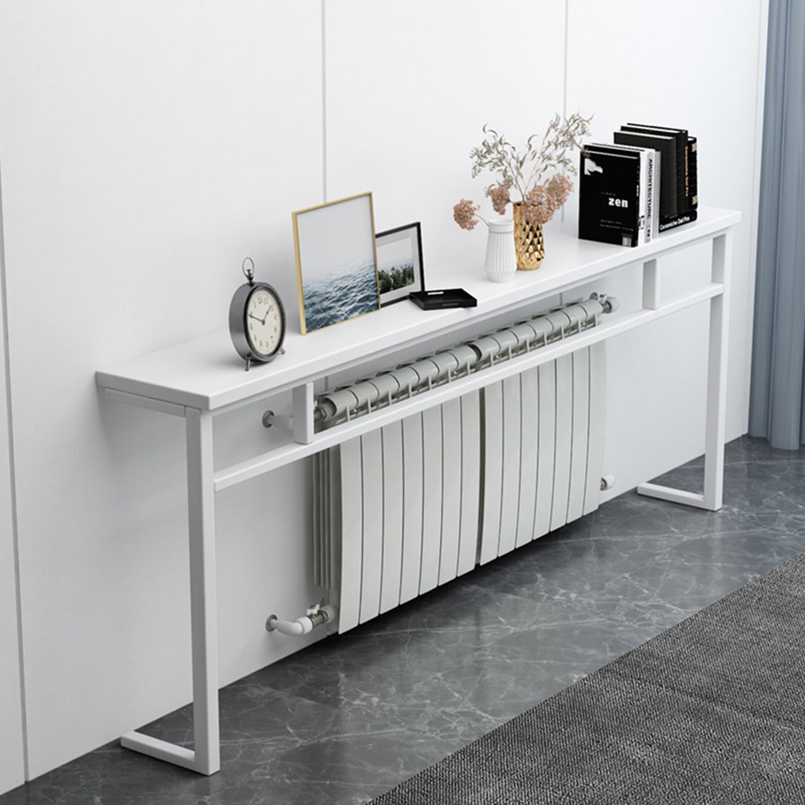 Cubiertas para radiadores del hogar blanco JSWHYBD con estante organizador multiusos