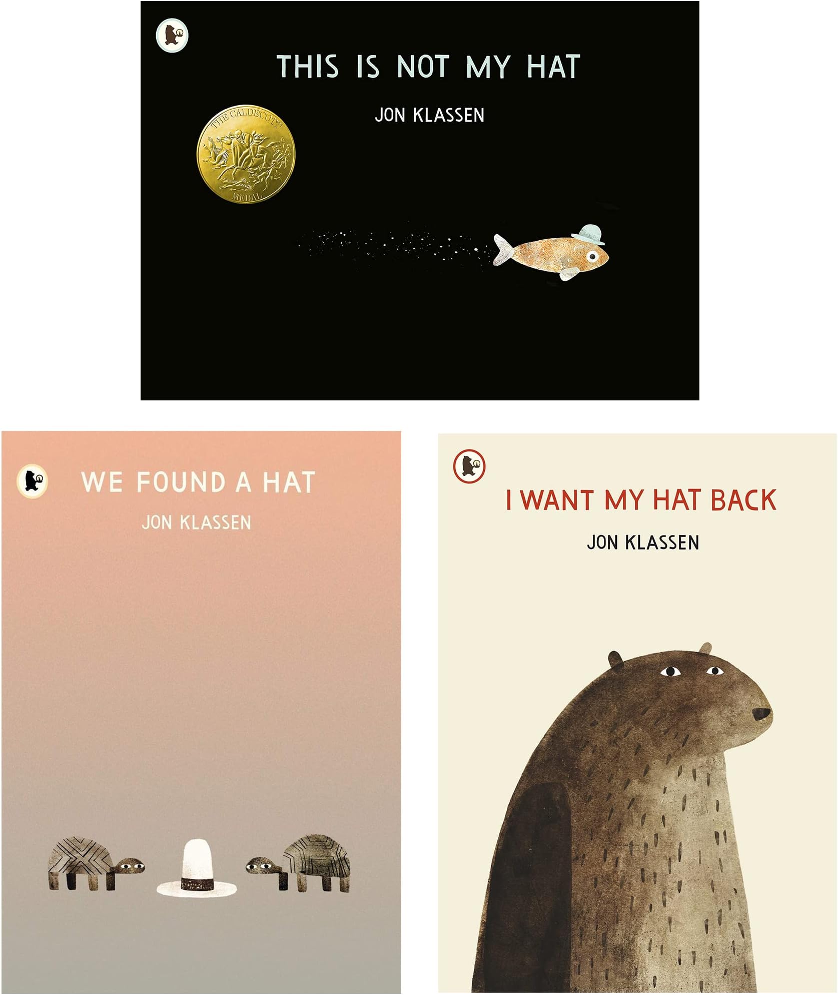 Jon Klassen 3 Children Books Collection Set (This Is Not My Hat, We Found a Hat & I Want My Hat Back)