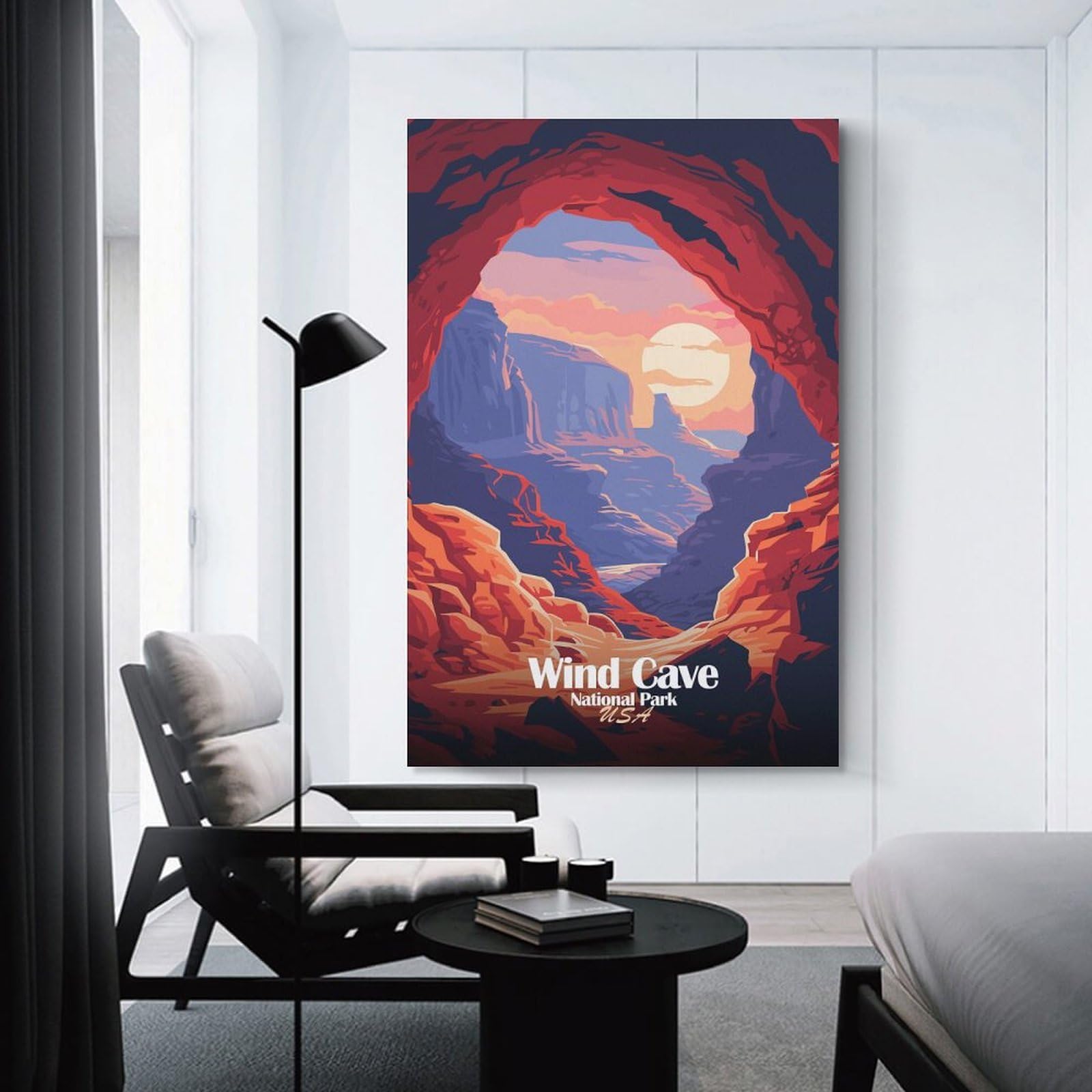 Junmoney Wind Cave National Park Illustration Decorative Wall Artwork, 20x30inch(50x75cm), for New Homes, Bedrooms Or Workspaces, Gift Idea for Housewarming And Birthdays