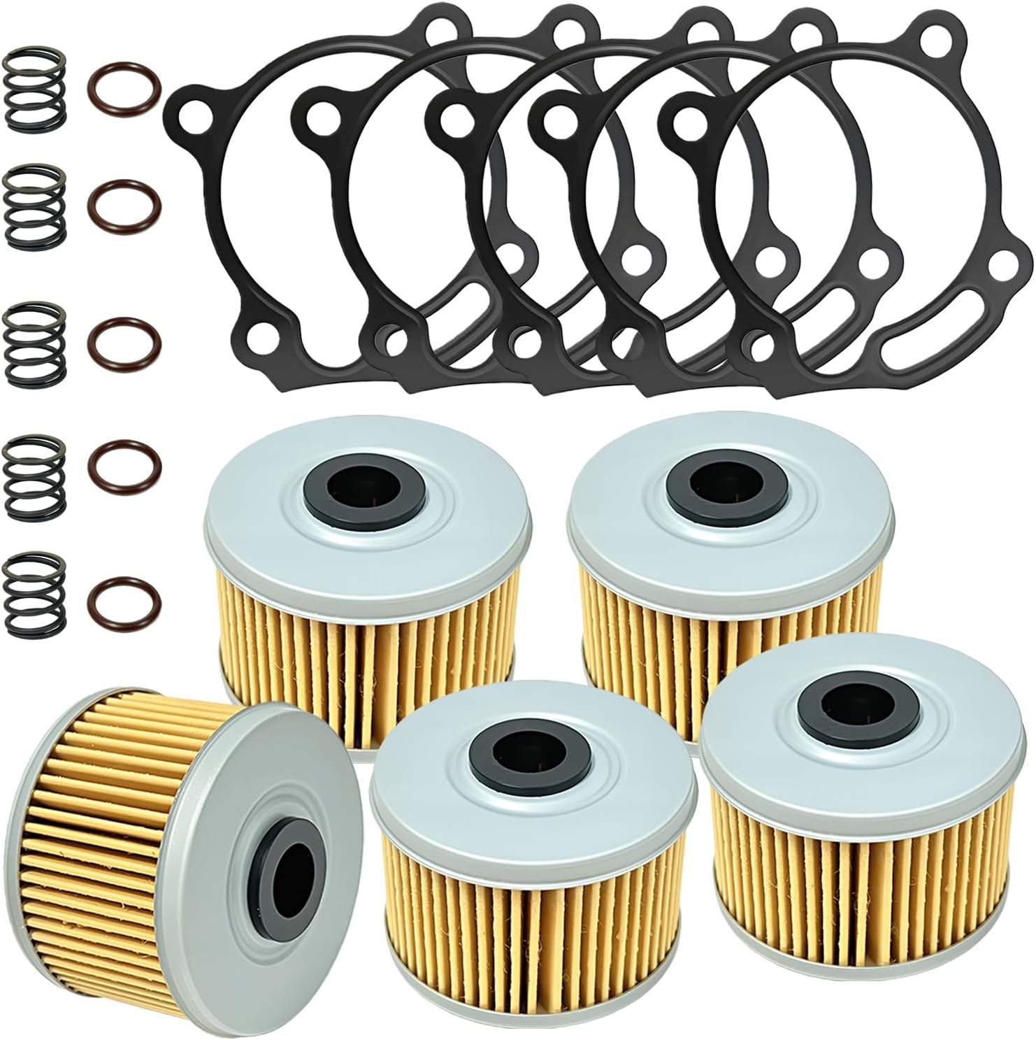 5 Pack Oil Filter & Cover Gasket & Springs Compatible with CBR250R CRF250L CRF250RL CRF250RLA CRF300L CBR300R CB300F CMX300 CBF300N CBF300NA #15410-KYJ-902