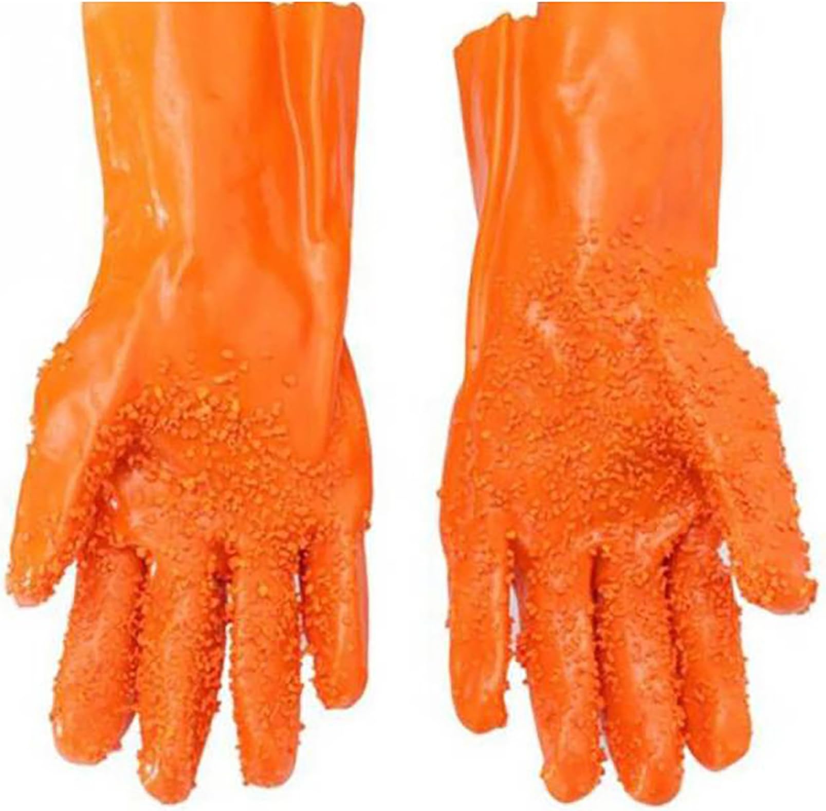 SOLDOUT GK PVC Fish Cleaning/Potato Peeling Food Grade Wet and Dry Gloves (Orange, Standard Size)