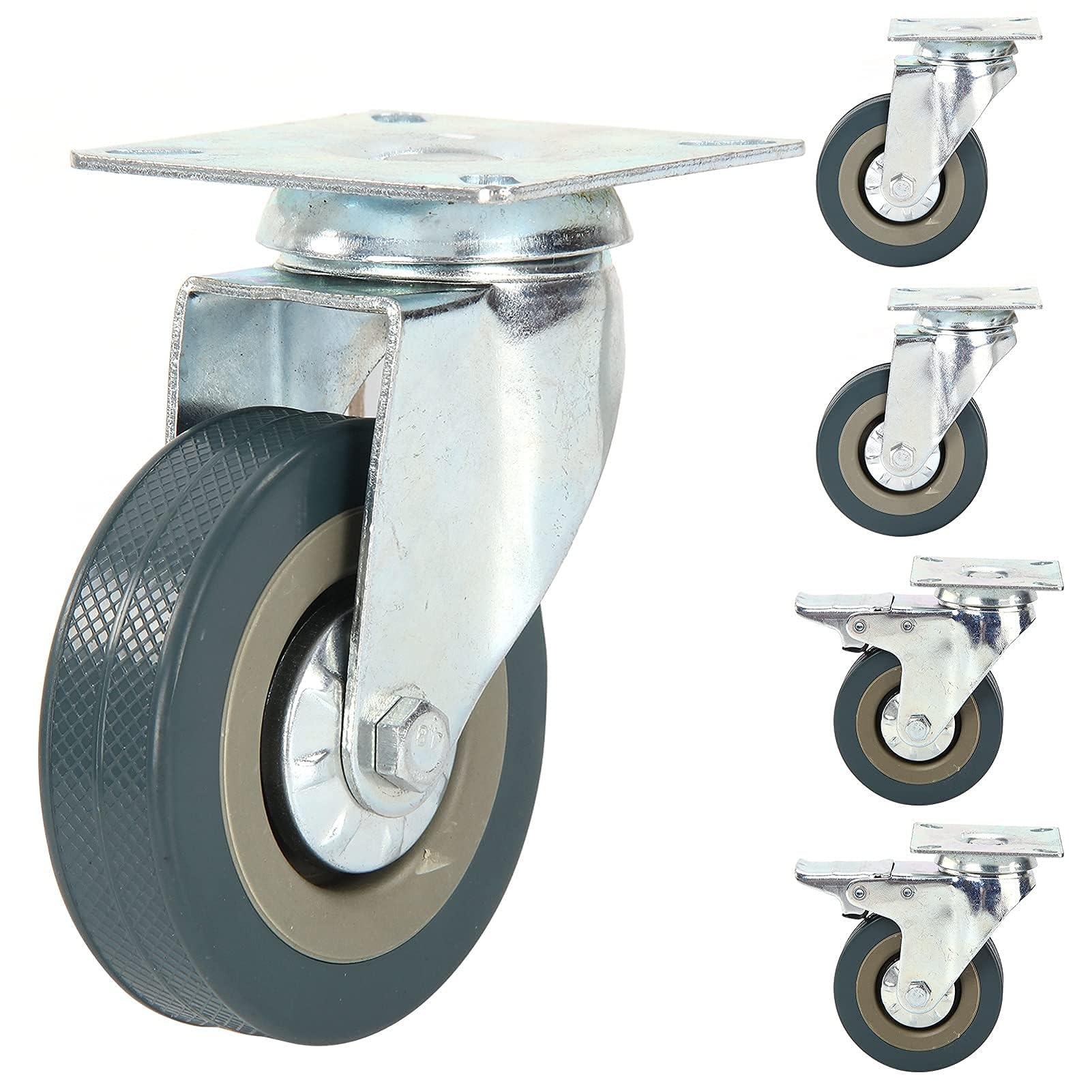 8pcs Swivel Castor Wheel Rubber Heavy Duty Trolly wheels 75mm Swivel Castor Double Bearing Heavy Duty for Furniture Rubber Swivel Trolley Caster 360KG (8pcs)