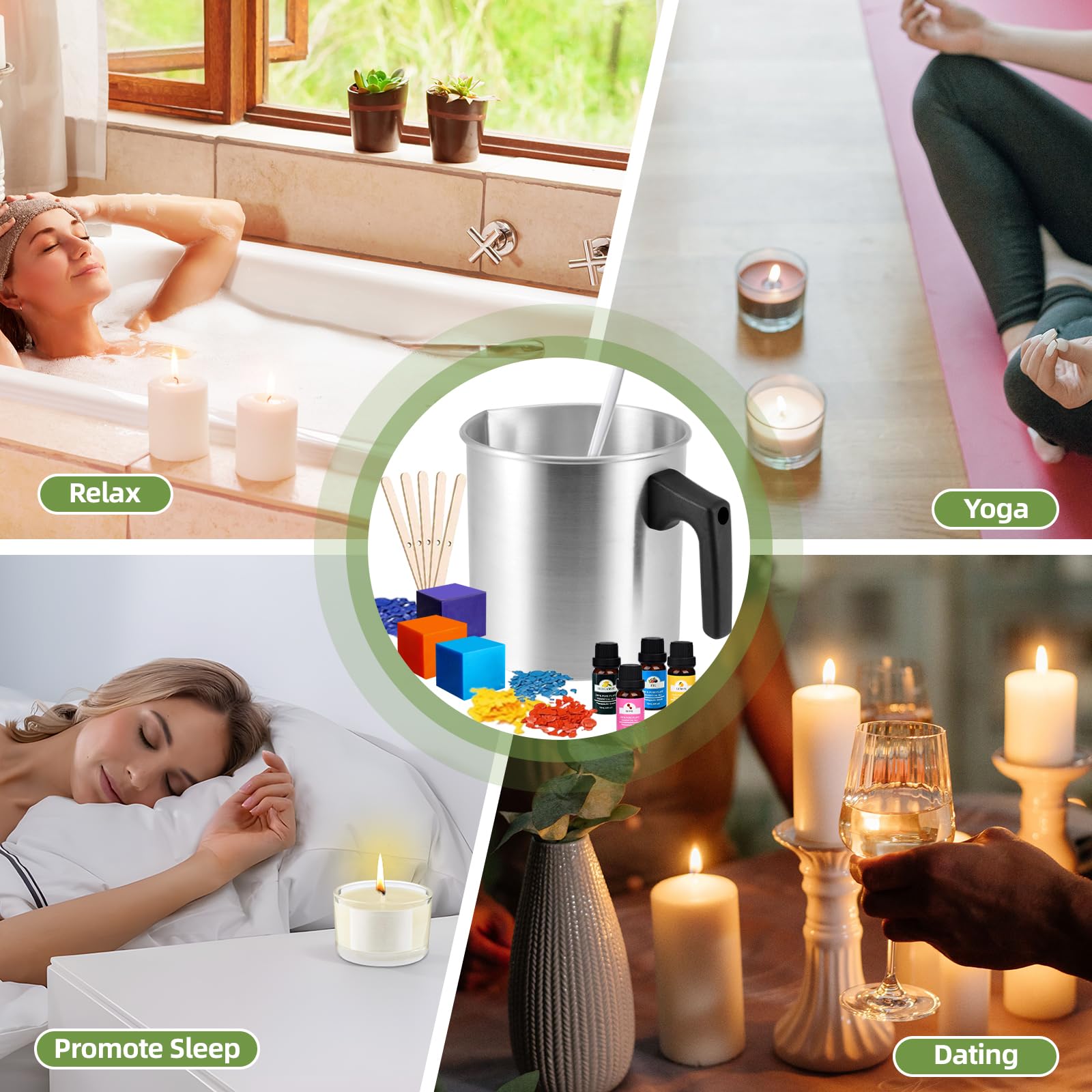 Kit De Fabrication De Bougies DIY - Avec Mèches Et Pots, Pour Créer Vos Bougies Maison