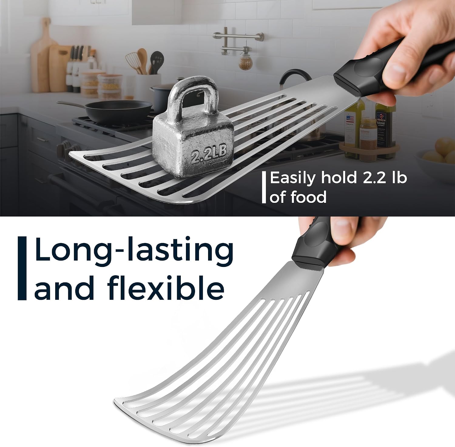 Fish Spatulas Set, 12.5-in & 10.6-in 18/8 Stainless Steel