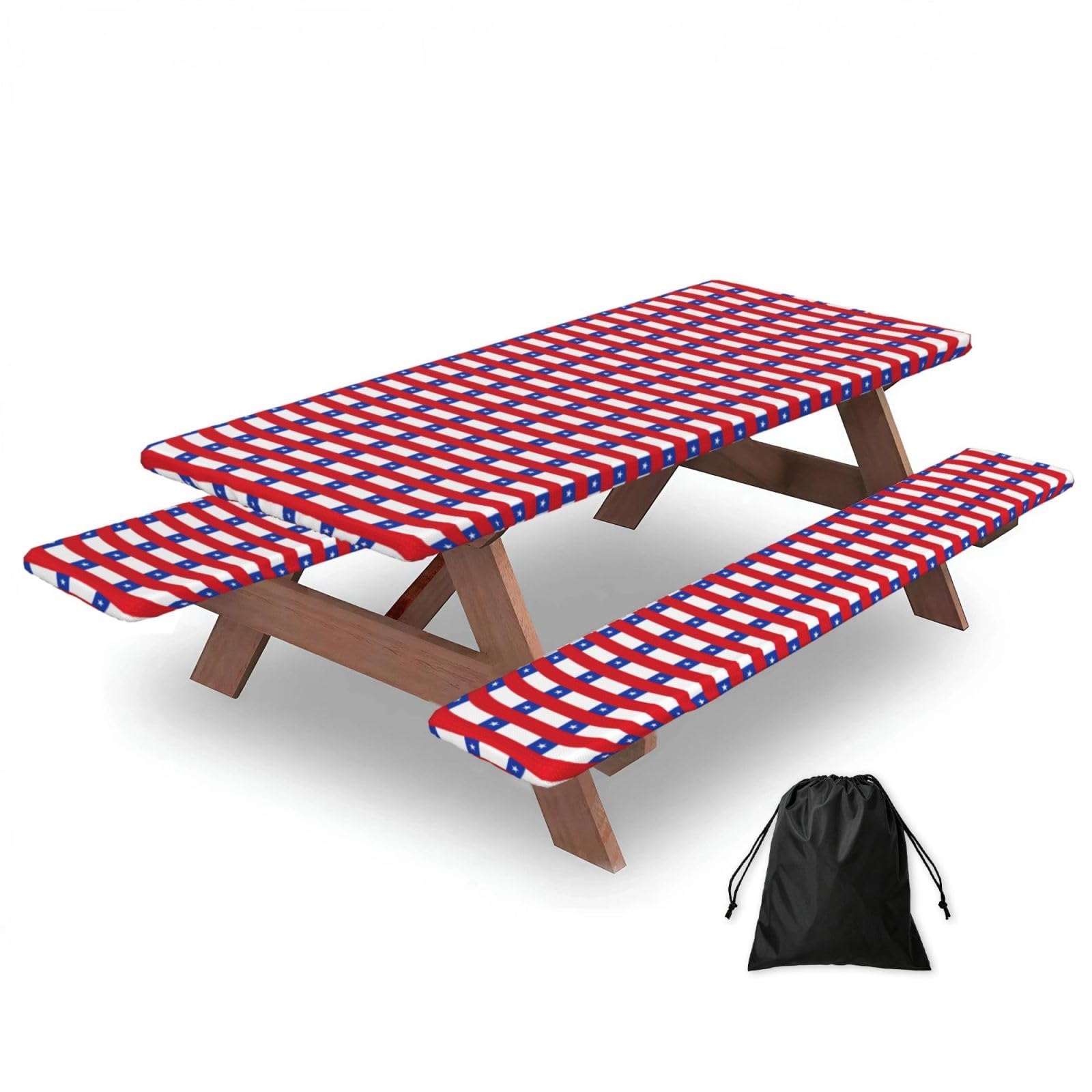 PPHGUT Flag Of Chile Print Picnic Table Bench Cover Set Outdoor Garden Bbq Protector For Family Camping
