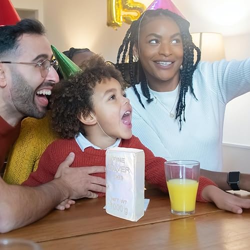 Miniatura 7 de Totority Barras de plata falsas, réplicas de lingotes de ladrillo, accesorios de película brillante, adorno de riqueza Feng Shui, tope de puerta de