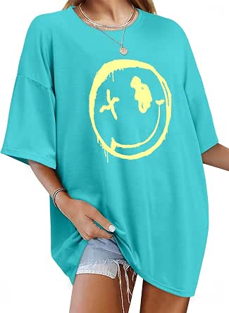 Yuson Girl Women Summer Sunshine Letter Print T Shirt Rainbow Graphic Tee Shirts Basic Round Neck Short Sleeve Vintage Shirts Crew O Neck Tank Tops