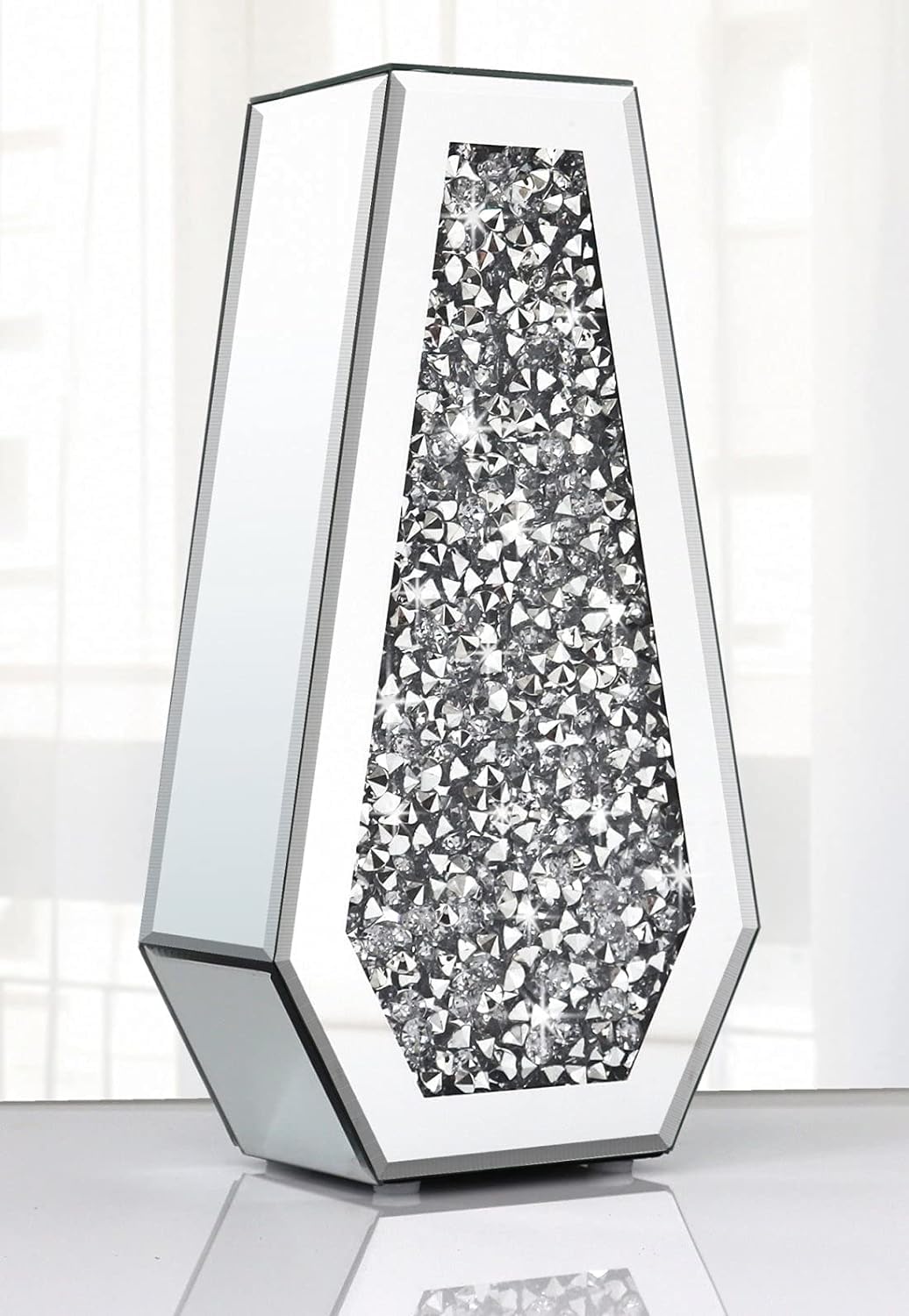 Jarrón de flores con espejo de diamante triturado, cristal de diamantes de imitación, grande, 40 cm, para centros de mesa, decoración del hogar, sala de estar, comedor, mesa de café, no puede contener