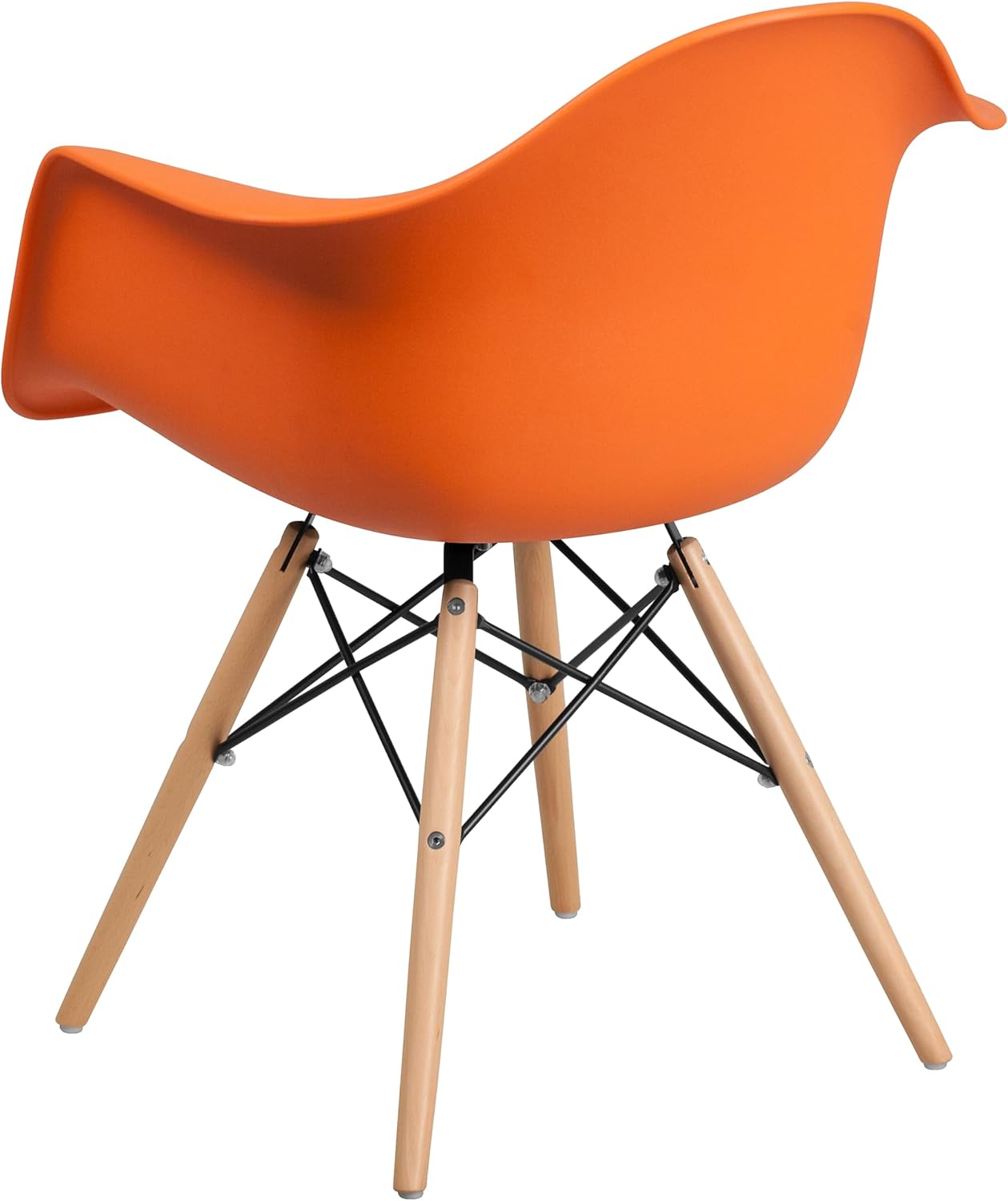 Charming Orange Polypropylene Armchair with Artistic Wooden Legs