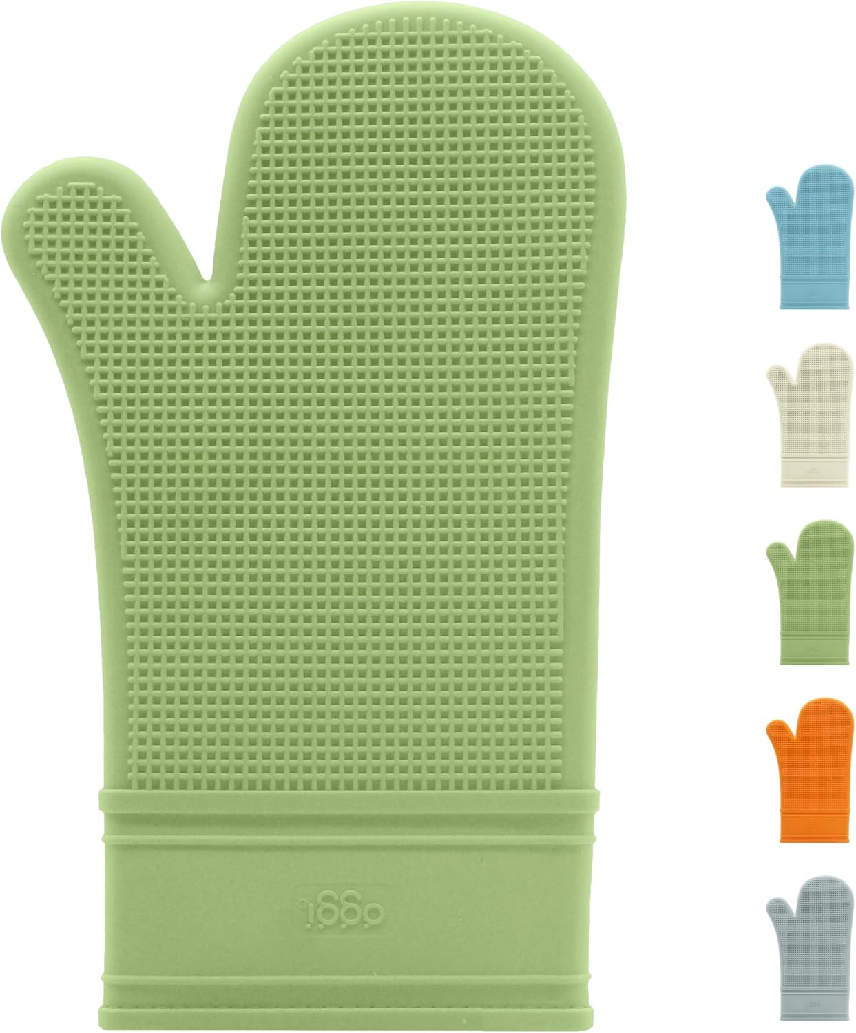 Oggi Silicone Oven Mitt - Heat Resistant Gloves for Cooking, Kitchen Mitts for Oven, Non-Slip Heat Resistant Oven Mitts Silicone, Easy-to-Clean Oven Glove with Textured Grip, 12"x6", Sage