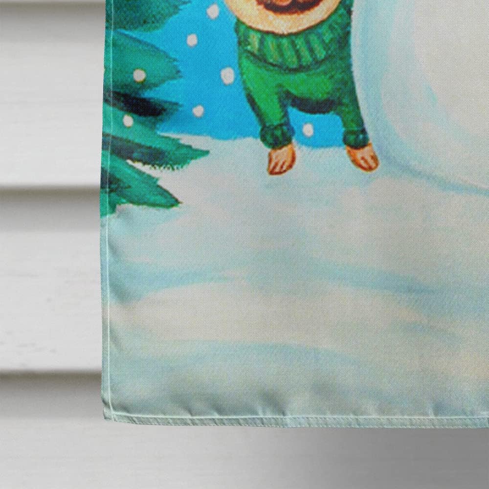 Caroline's Treasures 7115CHF Snowman with Pug Winter Snowman House Flag Large Porch Sleeve Pole Decorative Outside Yard Banner Artwork Wall Hanging, Polyester, House Size, Multicolor