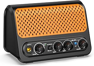 LEKATO ギターアンプ 小型 10W ミニアンプ エレキギターアンプ ヘッドホン Bluetooth クリーン/オーバード AUX IN 2つサウンドチャンネル オレンジ