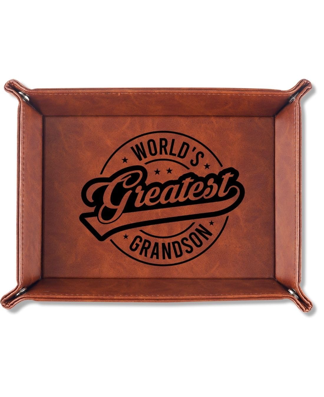INNObeta Grandson Gifts, Gifts for Grandkids from Grandpa Grandma, Desktop Organizer PU Leather Tray - Greatest Grandson