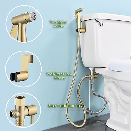 Miniatura 2 de Brushed Nickel Toilet Sprayer Bidet, Senhozi Bidet Sprayer for Toilet with Adjustable Water Pressure Control and Bidet Hose for Cloth Diaper Bidet