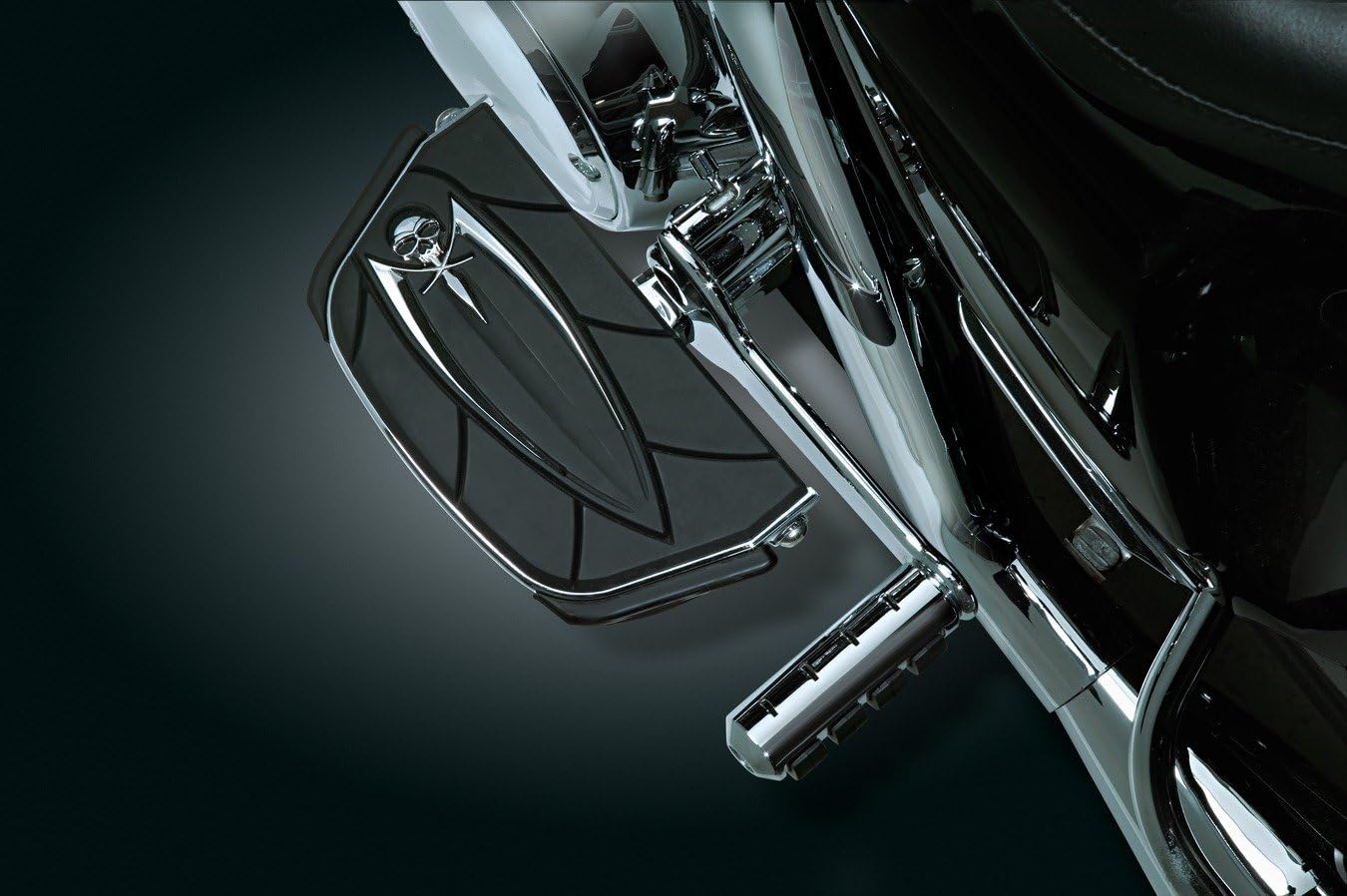 Kuryakyn 4572 Motorcycle Foot Control Component: Zombie Skull Passenger Board Floorboard Covers for 1986-2019 Harley-Davidson Motorcycles, Chrome, 1 Pair , Black