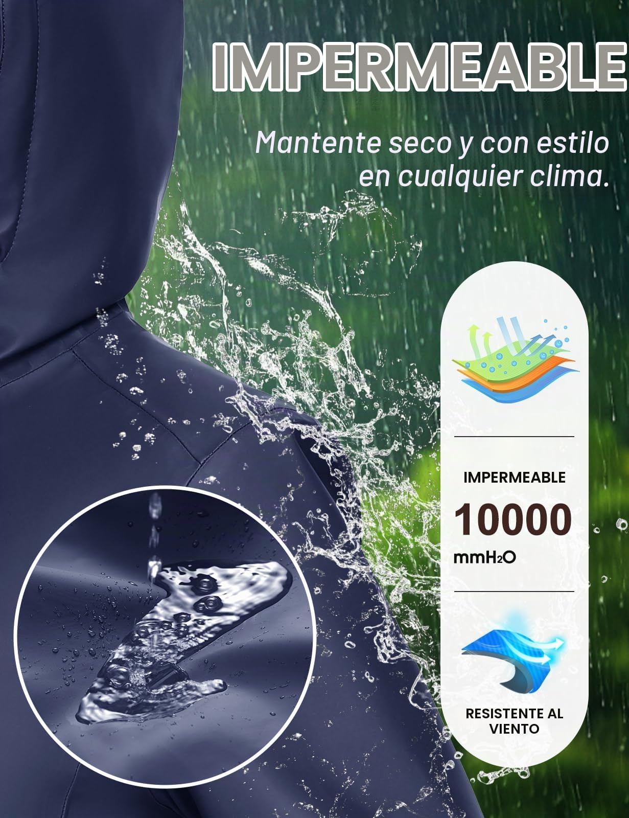 Vancavoo Chubasquero para Mujer Chaqueta Impermeable Abrigo Invierno Parka de Capucha Cálido Largo Abrigos Resistente al Viento Senderismo
