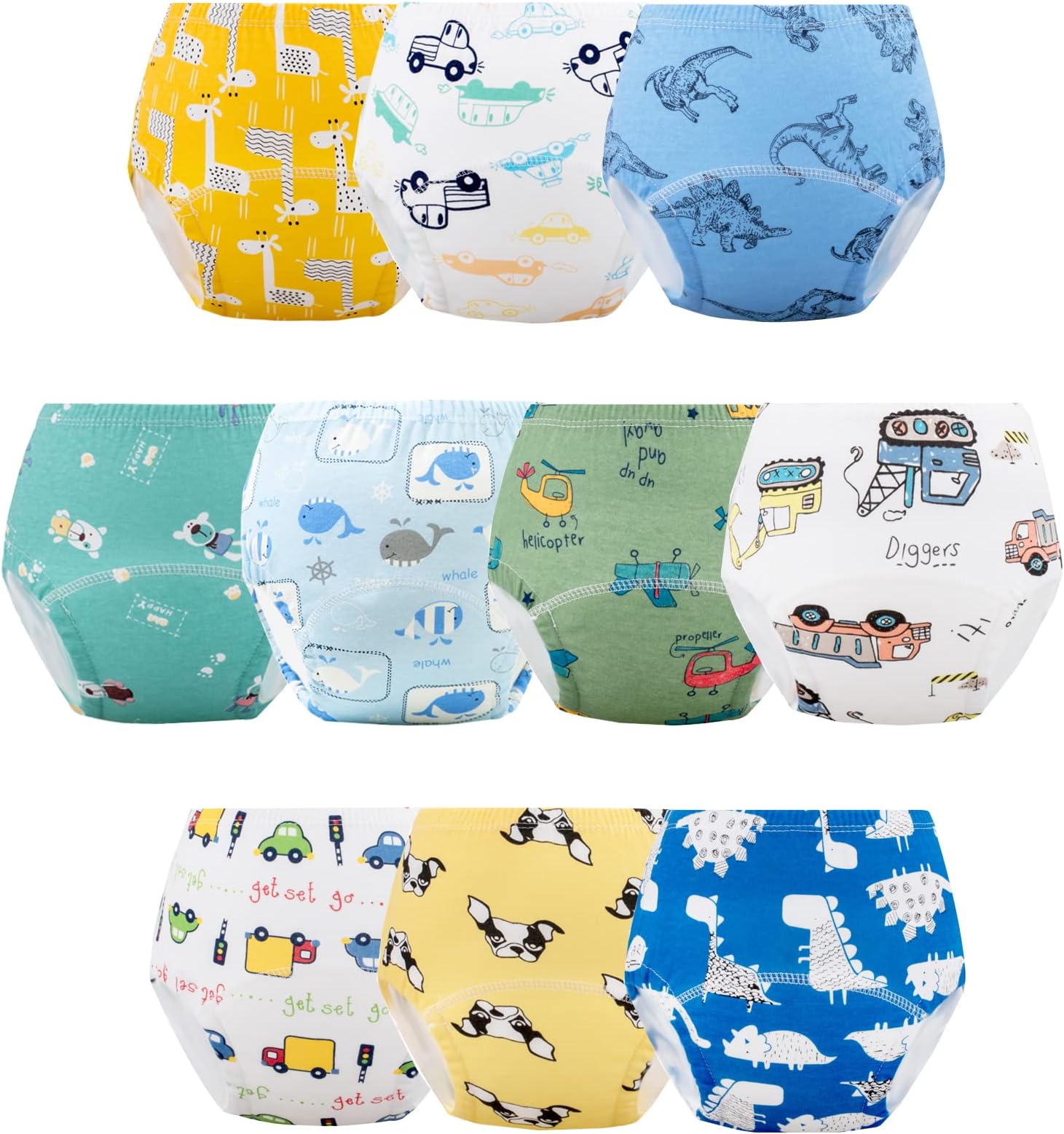 8 Pack Potty Training Pants for Boys Girls, Learning Designs Training Underwear Pants