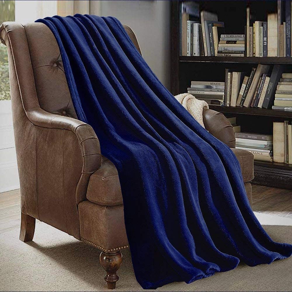 JML Throw Blanket 50"x60", Soft Plush Fleece Throws for Sofa, Travel, Camping, Airplane - 2 Pack Violet&Teal