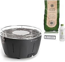 Charcoal Smokeless Table Barbecue with Rechargeable Battery Included, Diameter 34 cm, Lights Up in 5 Minutes (Black Anthracite)