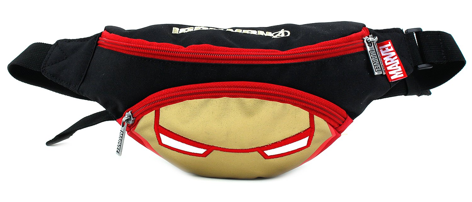 Marvel Hero Iron Man Face Avengers HipSack Waist Fanny Pack Zipper Shoulder Crossbody Bag for Boys