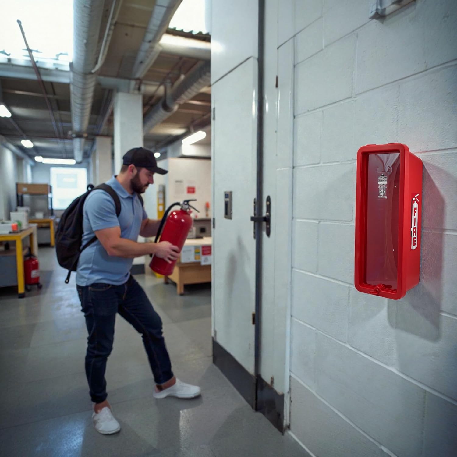 20 Pounds Red Wall Mounted Cabinet with Pull-Panel Fire Extinguisher Cabinet Outdoor Fire Extinguisher Cabinet Fire Fire Extinguisher Box Wall Mount