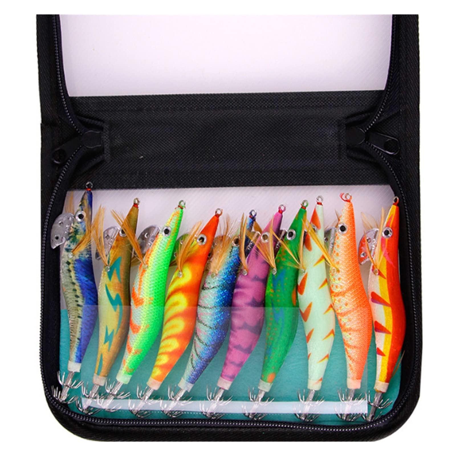 XILILHC 10 Pezzi/Borsa 3# 3.5# Squid jig Pesca gamberetti in Legno Esca Calamari seppie jig egi Bait Gamberi Luminosi in Legno Fluorescente