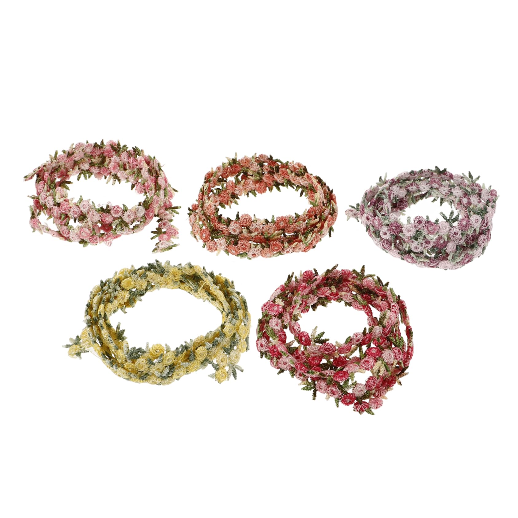 jojofuny Decoración De Encaje Ribete De Flecos Franja Cortinas Ajuste De Costura Ribete De Encaje Floral De Vestido Hecho A Mano Hilo De Poliester 5 Rollos*4