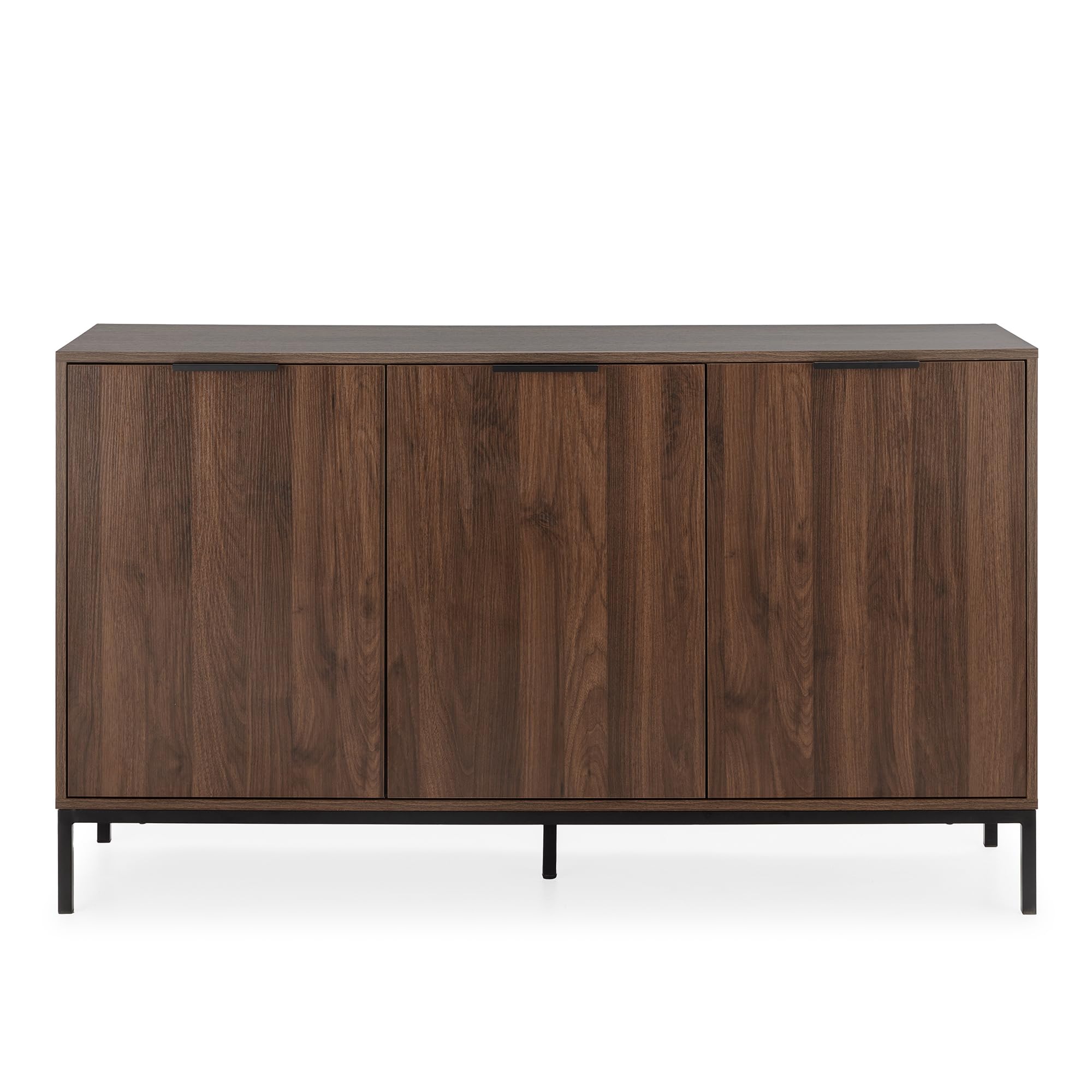 HOMN LIVING Aparador Auri 3 Puertas Color Nogal, 140 cm (Ancho) 40 cm (Profundo) 80 cm (Altura)
