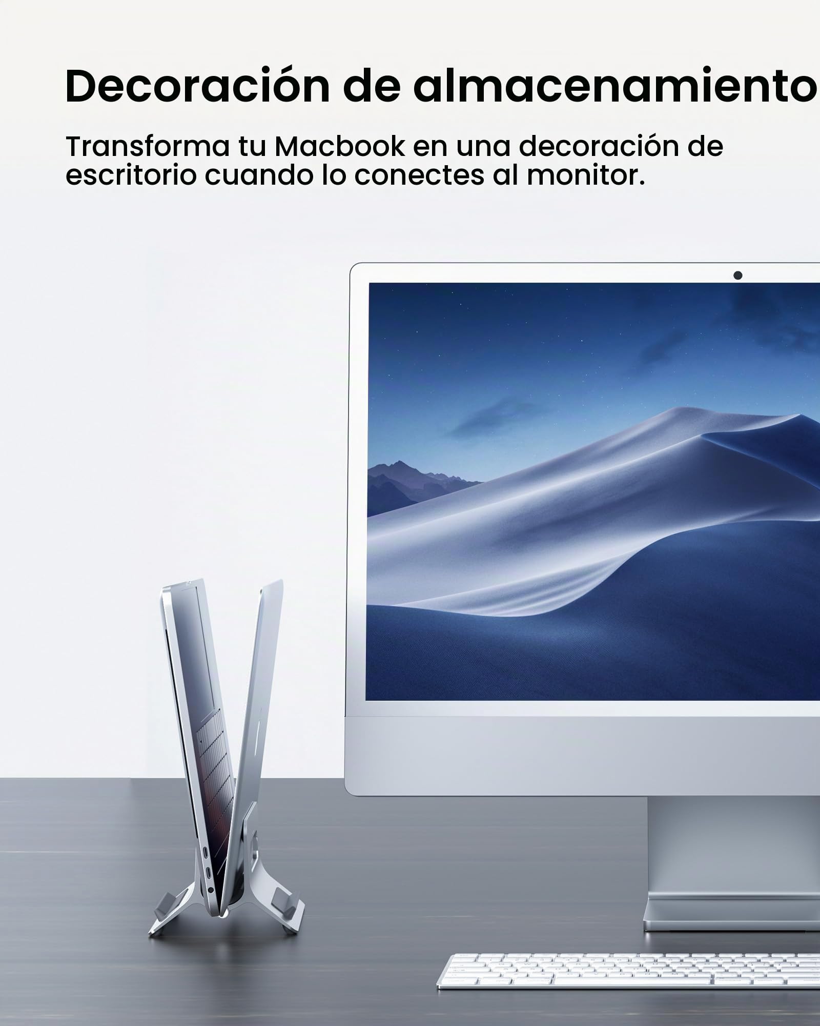 SODI Soporte Vertical para Portátil, Soporte para MacBook con Bloqueo Automático por Gravedad, Soporte Portátil Compatible con MacBook Pro/Air, Matebook, HP, iPad, Tablet, Plata