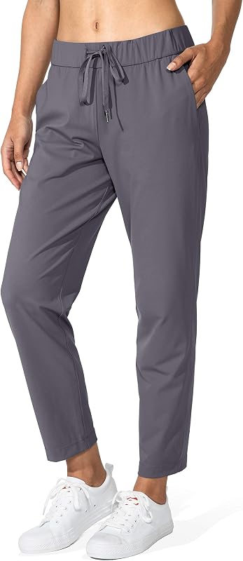 G Gradual Women's Pants with Deep Pockets 7/8 Stretch Ankle Sweatpants | Golf, Athletic, Travel, Lounge, Business Casual, Teacher, Drawstring Waist, Butter Soft 4-Way Stretch, Lightweight