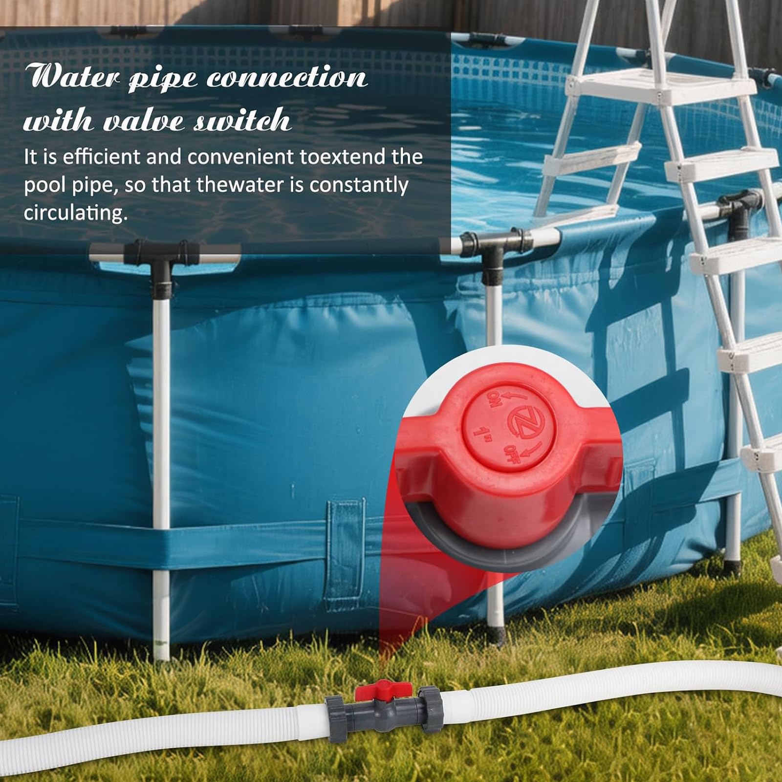 Raccordo per tubo piscina da cortile con chiusura integrata, 2pcs | Connettore filettato da 1, 5 pollici per attività manutenzione della filtro