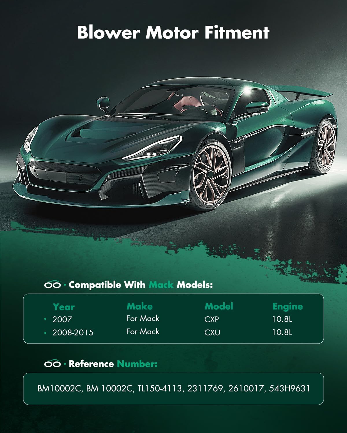 SCITOO HVAC Blower Motor for Mack Vehicles - AC Heater Blower Motor Fit for 2008-2010 for Mack CHU, 2007 for Mack CXP, 2008-2015 for Mack CXU HVAC Heater Blower Motor with Fan Cage Replacement