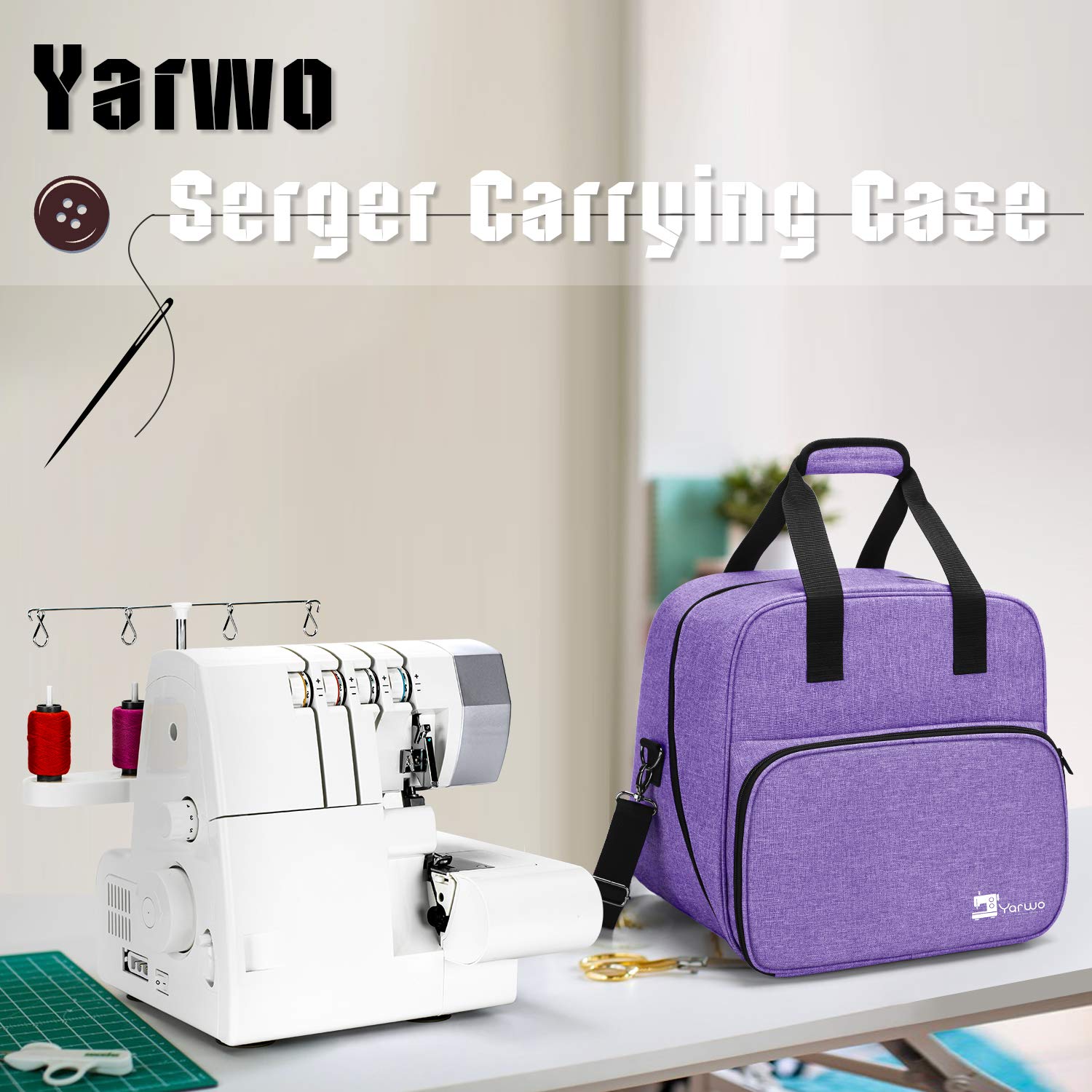 Yarwo Bolsa para Máquinas para Puntada de Seguridad，Bolsa para Overlocker con Tablero de Soporte Inferior
