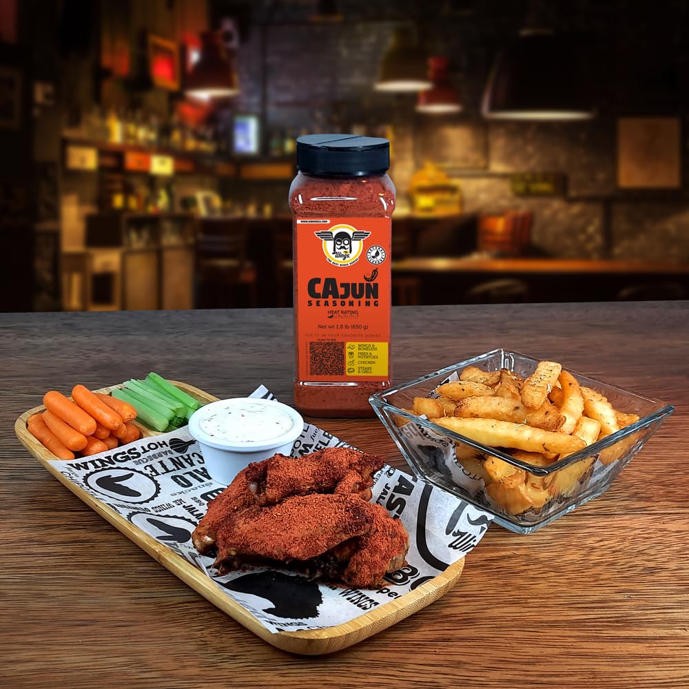 Mr Wings Cajun Seasoning 650 g. Delicious louisiana style mix powder ideal for marinating wings, chicken, ribs, seafood; and seasoning fries, and much more!