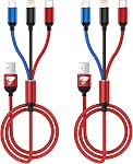 Multi Charging Cable, Multi Charger Cable 3 in 1 Charger Fast Charge Multiple Ends 4FT Braided Universal Charging Cord with USB C Micro Lightning Cord for iPhone iPad Samsung Android Phone Tablet