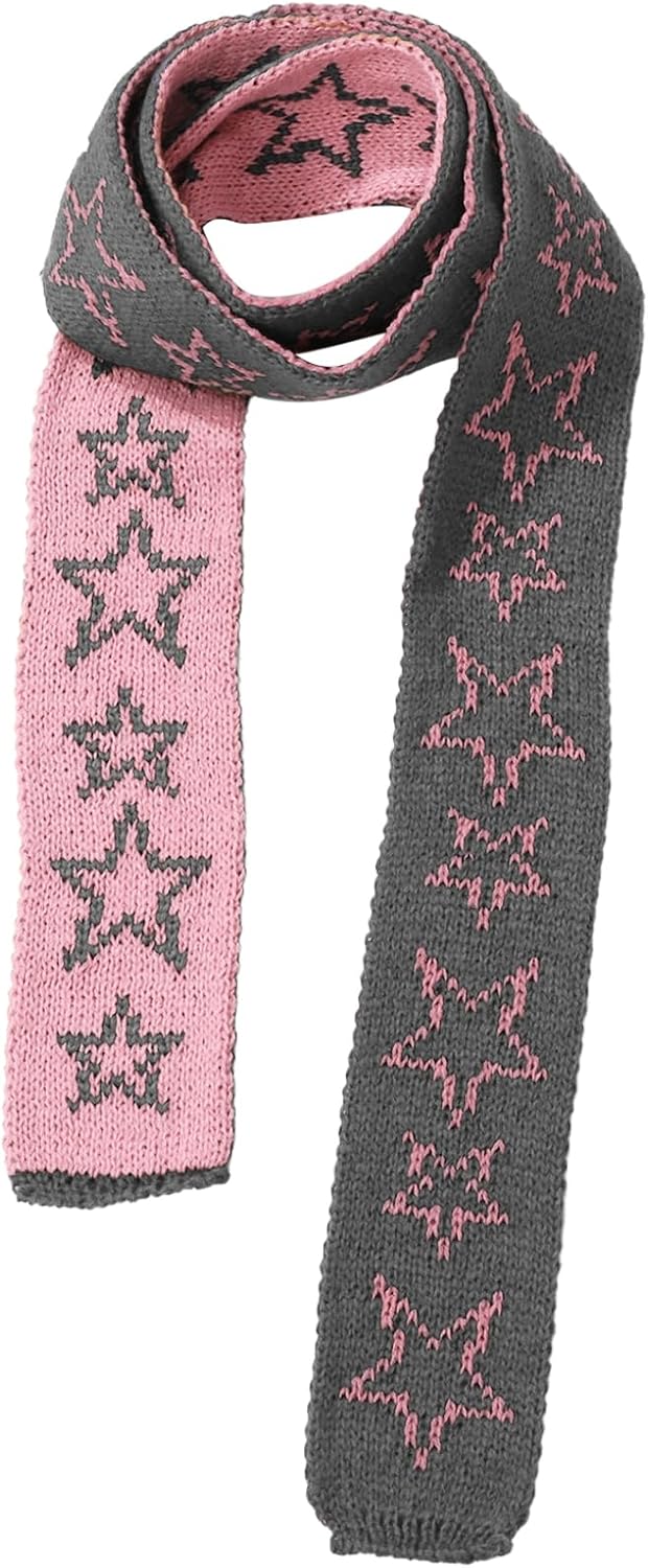 Kaerm Winter Warm Long Scarf Pentagon Pattern Knitted Scarf Fashion Accessory for Cold Weather