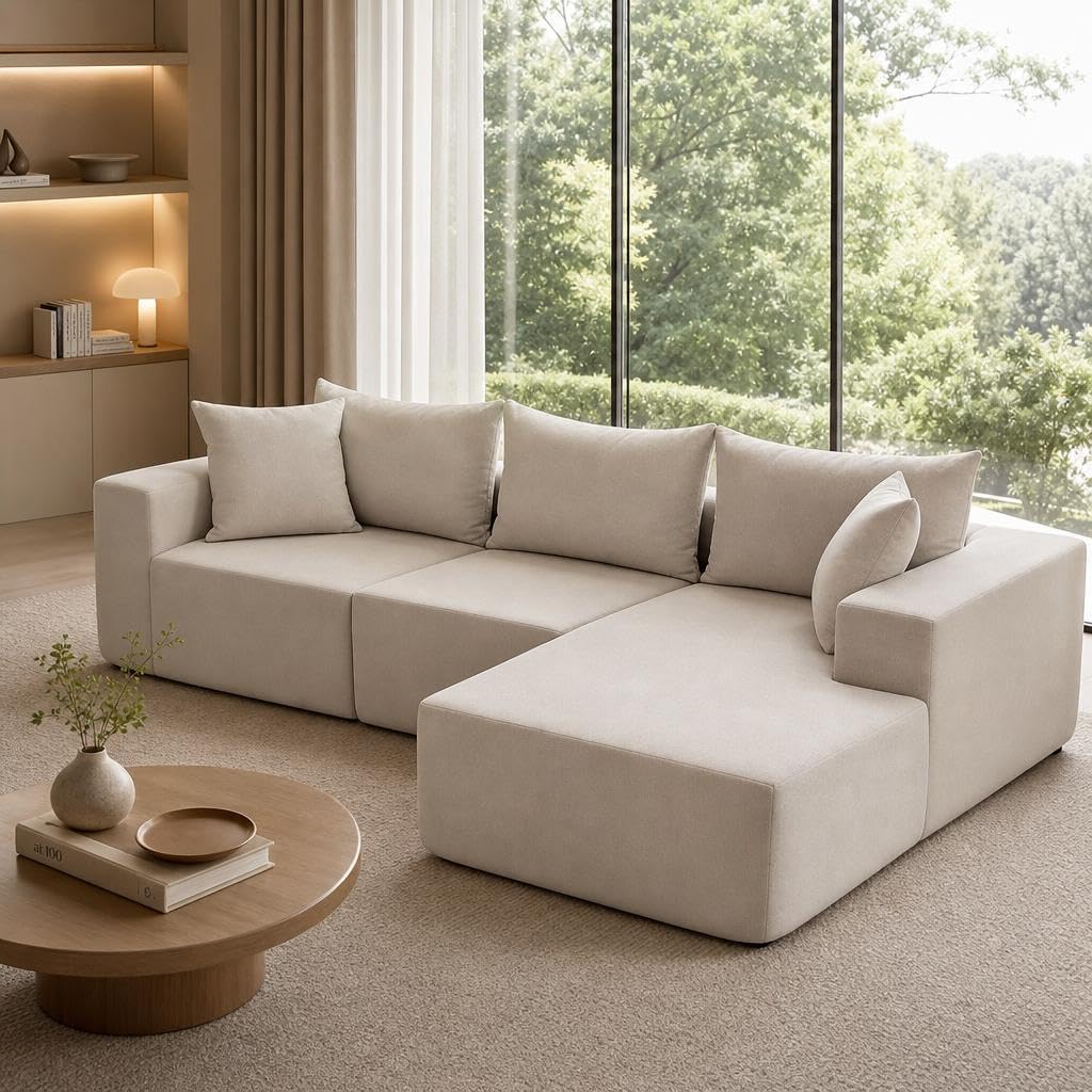 Acekool Ecksofa L-Form Schlafsofa 270 cm, aufbaufrei für Wohnzimmer
