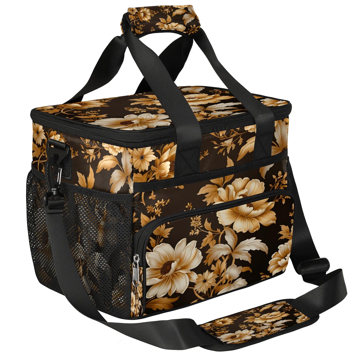 Lunch Box for Men Heavy Duty Insulated Lunch Bag for Women Golden Flower Lunchbox for Adults Lunch Cooler