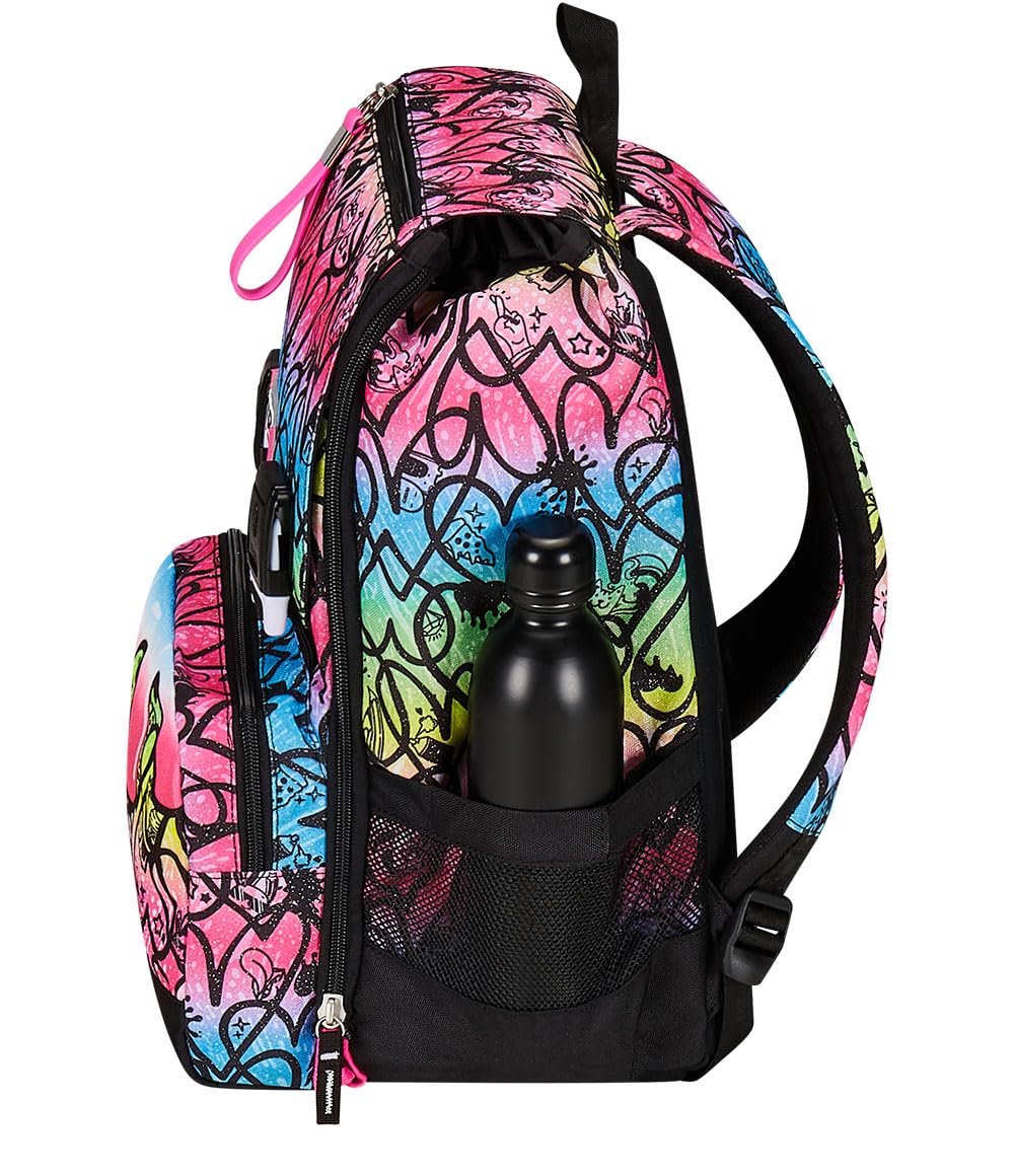 Seven Zaino Doppio Scomparto Estensibile JumpLove, Rosa, Maxi Capienza + Astuccio 3 Scomparti Rosa, Bambina e Ragazza
