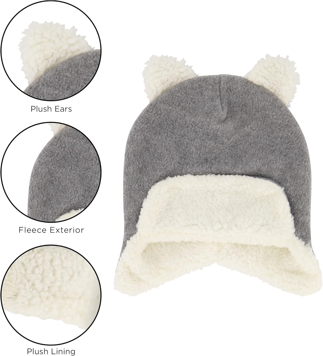 Rising Star baby-girls & Boy Infant Winter Hats Mittens Set Sherpa Lined With Earflaps - Newborn Trapper Hat 0-24 Months - Image 3