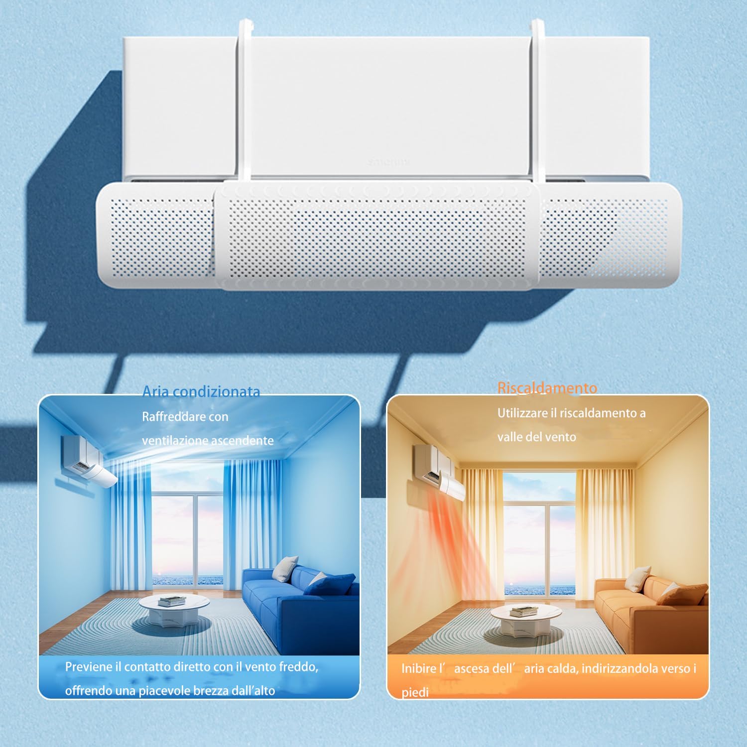 Déflecteur Climatiseur Universel Extensible 90x27cm - Répartition Air Douce Blanc Suspendu
