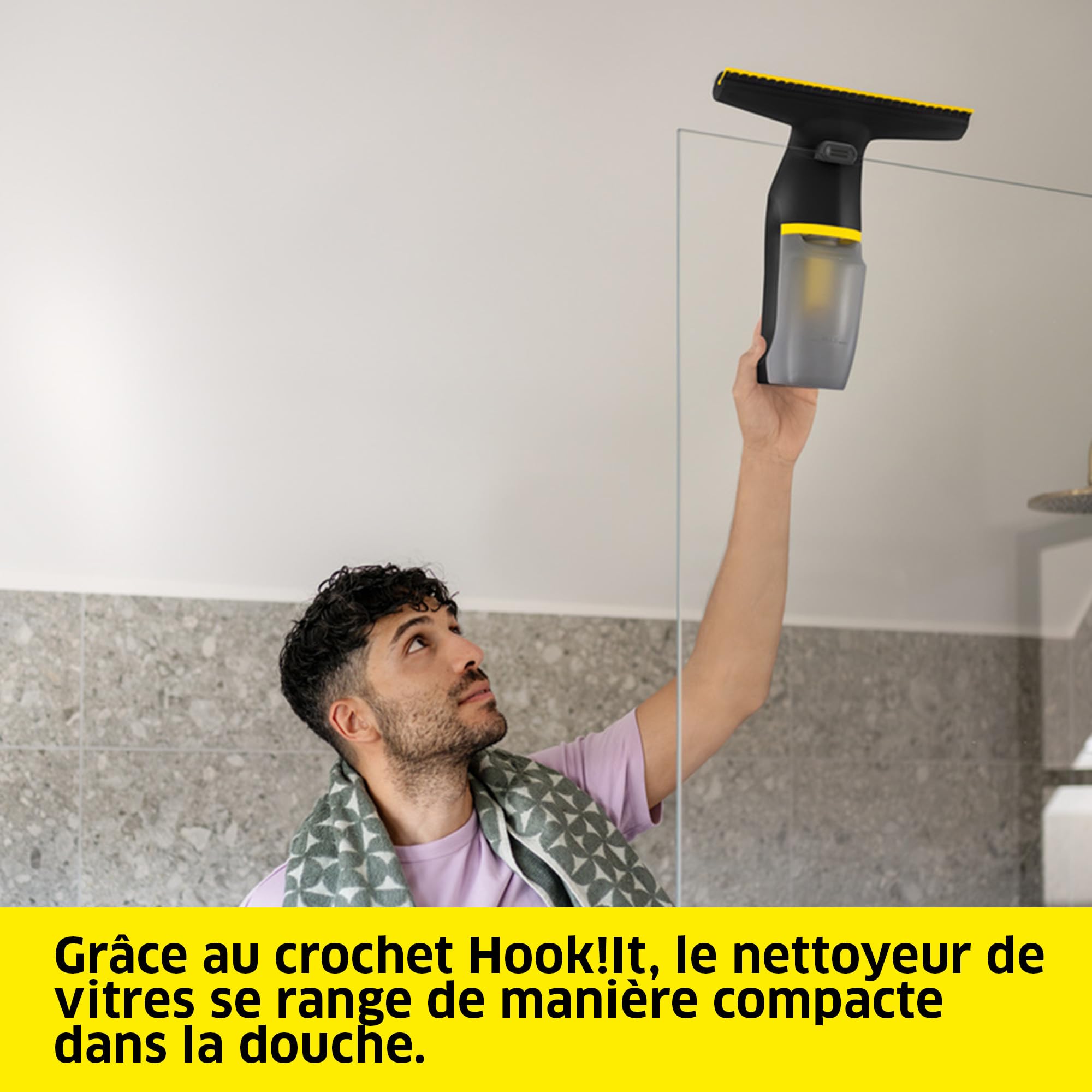 Kärcher nettoyeur de vitres sans fil WV 3 Comfort Precision+ Black, autonomie : 35 min, réservoir XXL : 200 ml, 2 buses d’aspiration, pulvérisateur, crochet de douche, nettoyant pour vitres 500 ml