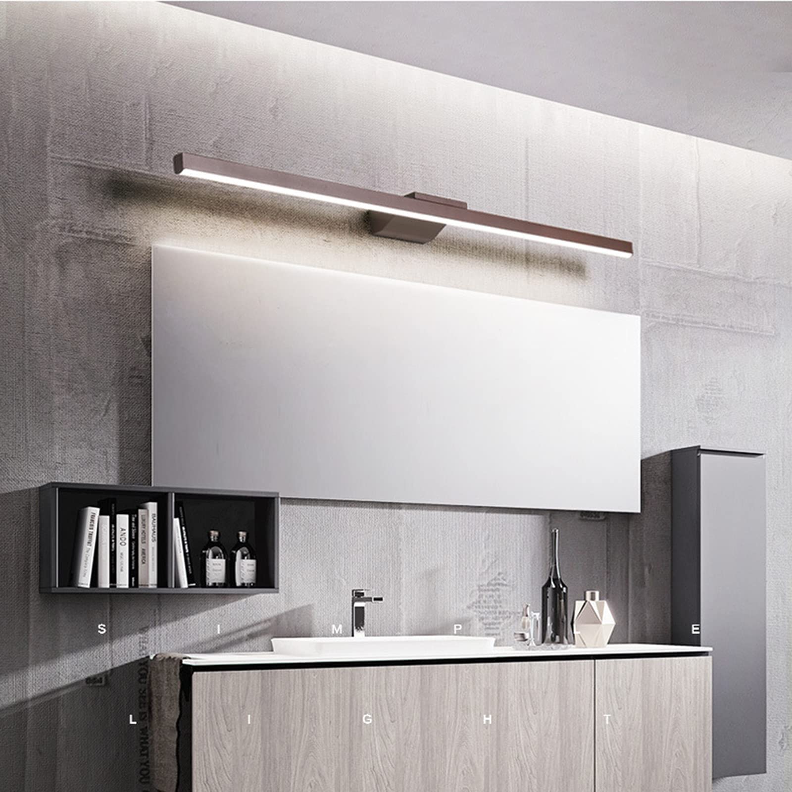 Semplice 41/60/80/100/120 cm Luci anteriori a specchio Nordic Lunga striscia Camera da letto Toeletta Personalità creativa Bagno Nebbia impermeabile Lampada da parete a LED a risparmio energetico (80
