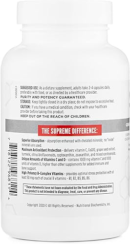 Miniatura 2 de Supreme Daily Multivitamínico con vitamina A, C, D, E, K, B6 y B12 | Suplemento multimineral para hombres y mujeres | Cápsulas vegetales de 120