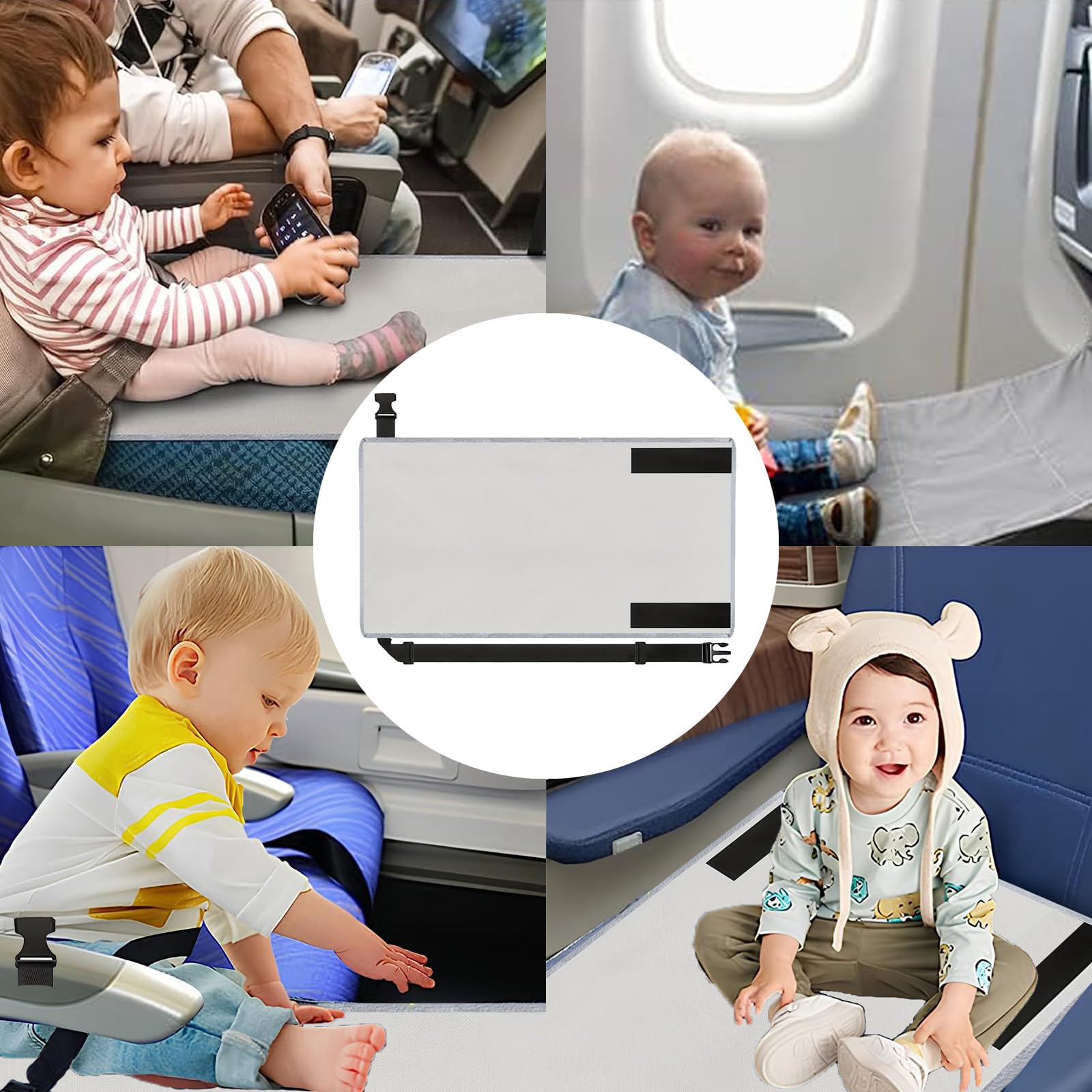Reposapiés De Avión, Avión De Cama De Viaje Para Niños Pequeños Para Niños, Portátil y Plegable,Accesorios De Viaje En Avión, Reposapiés De Avión Para Niños, Extensores De Asientos Para Aviones