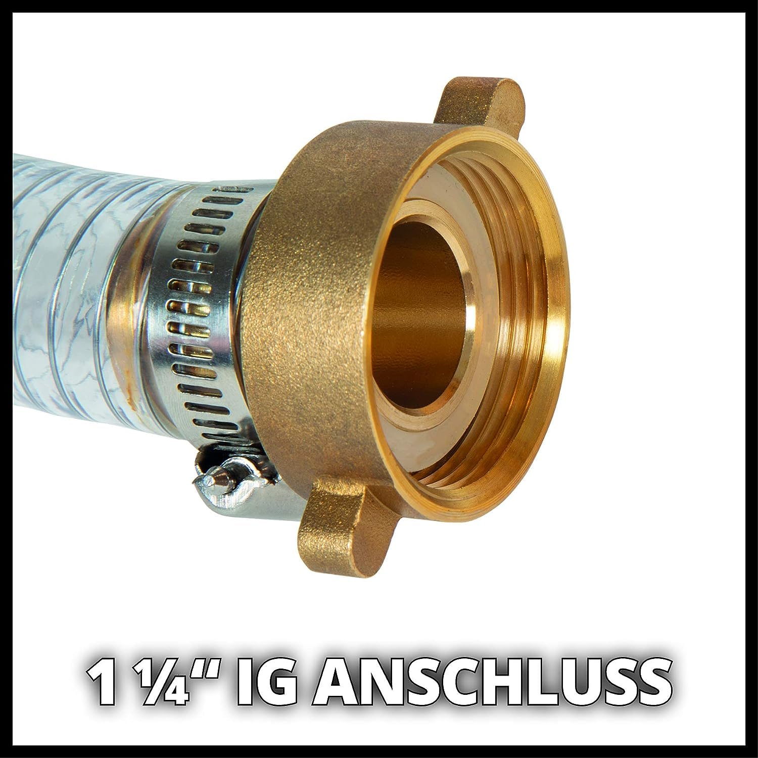Original Einhell Saugschlauch 4 m (Pumpen-Zubehör, 4 m Länge, Messinganschluss 42 mm 1 1/4 Zoll IG, Schlauch verstärkt mit Stahldraht)