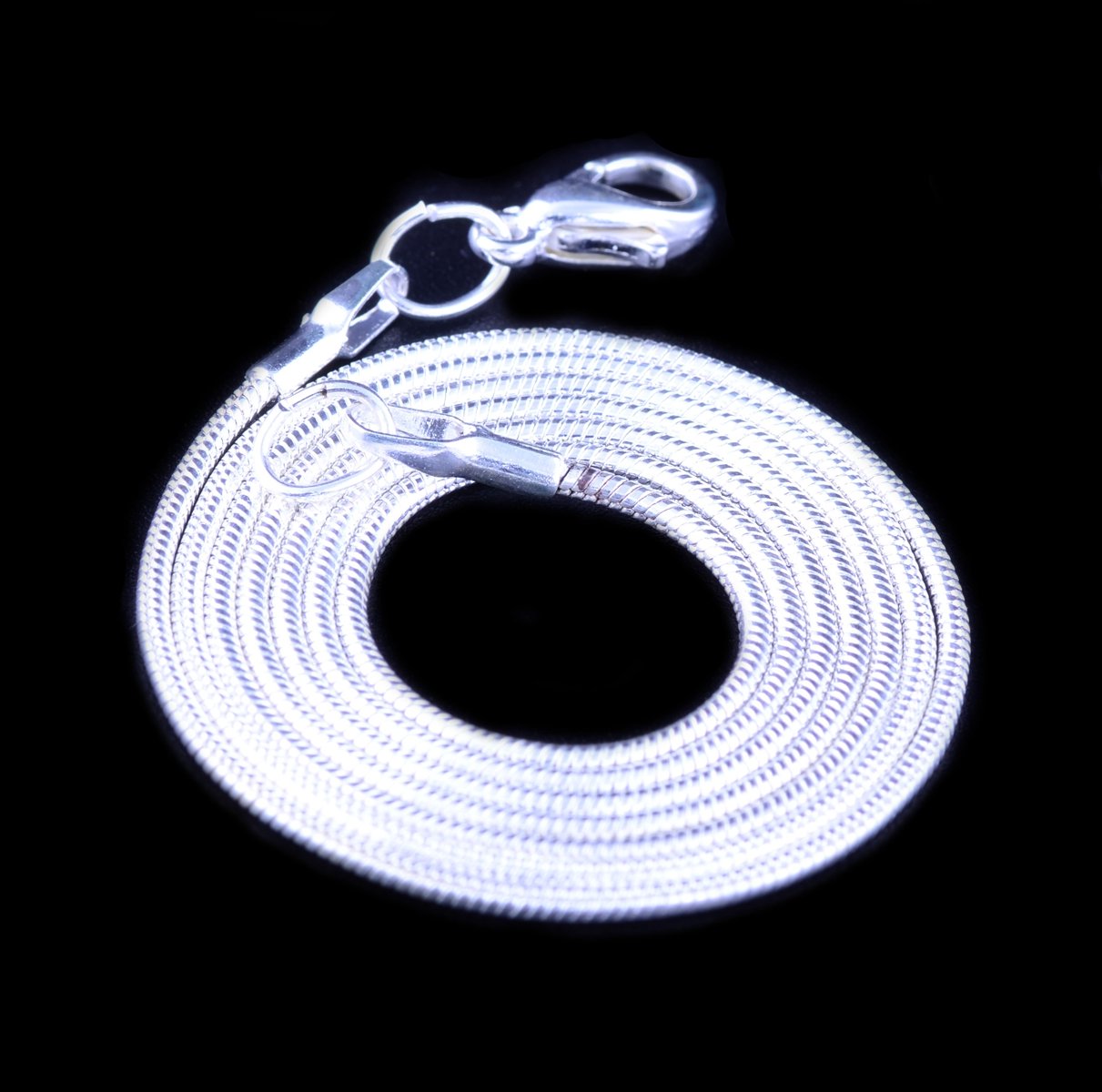 Naszyjnik z łańcuszkiem wężowym, biały, rozjaśniający, 24 szt., posrebrzany 925, 1,2 mm, DIY, błyszczące ogniwo z karabińczykami, do produkcji biżuterii