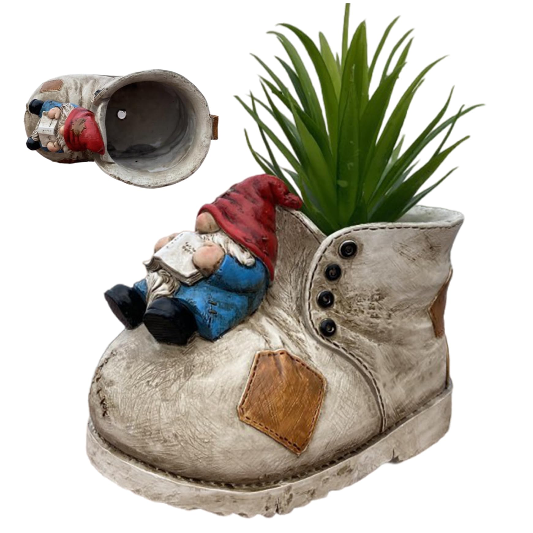 Hintyne Cowboy Boot Flower Vase Cowboy Boot Vase, Vintage Planter with Gnome, Waterproof Resin Flower, Succulent Plant Pots