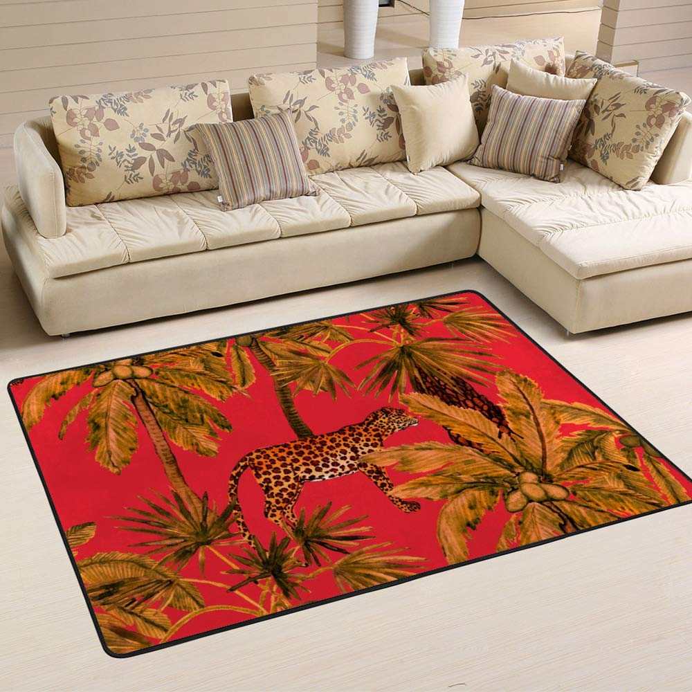 Tapis rose forêt tropicale facile à nettoyer pour salon et salle à manger